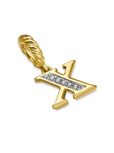 David Yurman Women's Pavé Initial Pendant in 18K Yellow Gold - Initial X | Thumbnail 3 David Yurman Women's Pavé Initial Pendant in 18K Yellow Gold - Initial X | Thumbnail 3