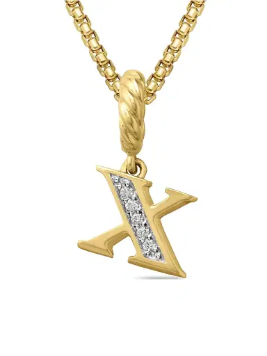 David Yurman Women's Pavé Initial Pendant in 18K Yellow Gold - Initial X | Thumbnail 5 David Yurman Women's Pavé Initial Pendant in 18K Yellow Gold - Initial X | Thumbnail 5