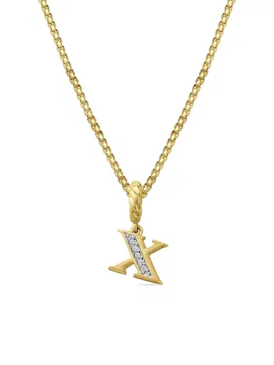 David Yurman Women's Pavé Initial Pendant in 18K Yellow Gold - Initial X | Thumbnail 1 David Yurman Women's Pavé Initial Pendant in 18K Yellow Gold - Initial X | Thumbnail 1