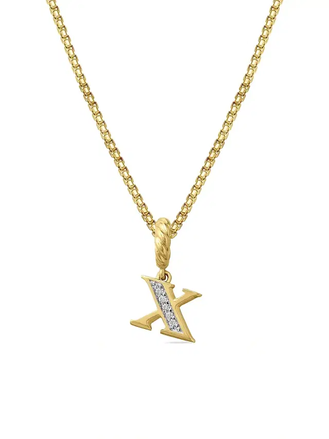 Women's Pavé Initial Pendant in 18K Yellow Gold - Initial X