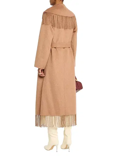 Simkhai Women's Carrie Fringed Wool-Blend Coat - Camel - Size Large | Thumbnail 4