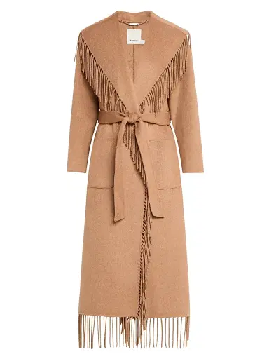 Simkhai Women's Carrie Fringed Wool-Blend Coat - Camel - Size Large | Thumbnail 1