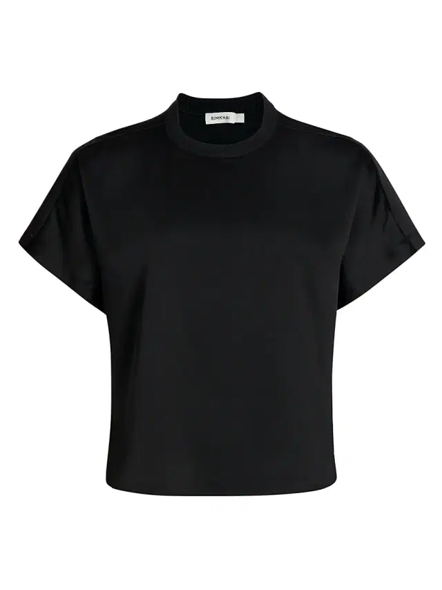 SIMKHAI Women's Addy Knit-Back T-Shirt - Black