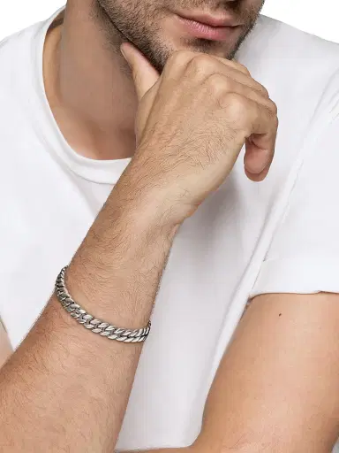 David Yurman Men's Curb Chain Bracelet in Platinum, 8MM | Thumbnail 2