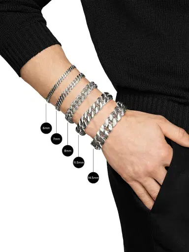 David Yurman Men's Curb Chain Bracelet in Platinum, 8MM | Thumbnail 3