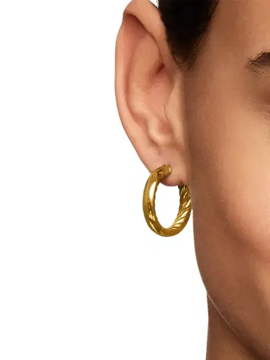 David Yurman Women's DY Mercer Hoop Earrings In 18K Yellow Gold - Gold | Thumbnail 2
