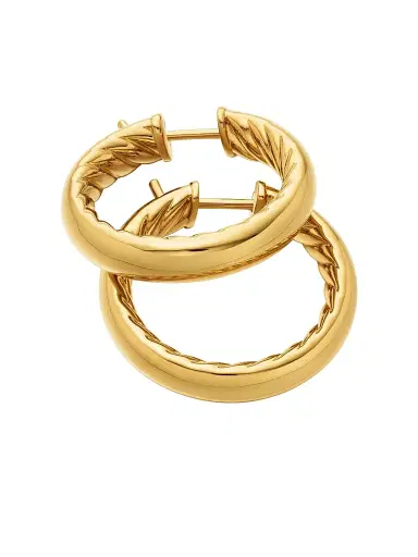 David Yurman Women's DY Mercer Hoop Earrings In 18K Yellow Gold - Gold | Thumbnail 4