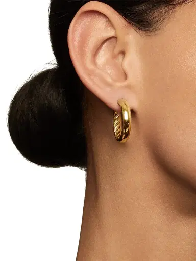 David Yurman Women's DY Mercer Hoop Earrings In 18K Yellow Gold - Gold | Thumbnail 6
