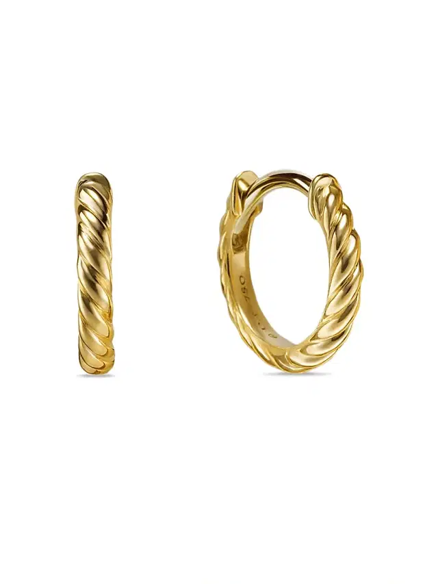 Women's Sculpted Cable Huggie Hoop Earrings in 18K Gold - Gold