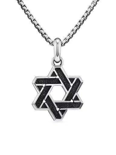David Yurman Men's Cable Star of David Amulet in Sterling Silver with 18K Yellow Gold, 19MM - Silver | Thumbnail 2