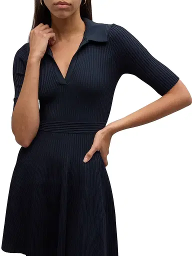 SIMKHAI Women's Patricia Ribbed Polo Minidress - Blue | Thumbnail 7 SIMKHAI Women's Patricia Ribbed Polo Minidress - Blue | Thumbnail 7