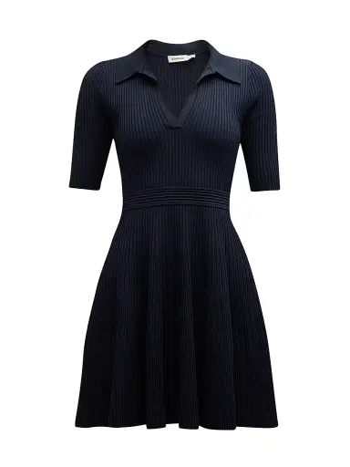SIMKHAI Women's Patricia Ribbed Polo Minidress - Blue | Thumbnail 1 SIMKHAI Women's Patricia Ribbed Polo Minidress - Blue | Thumbnail 1
