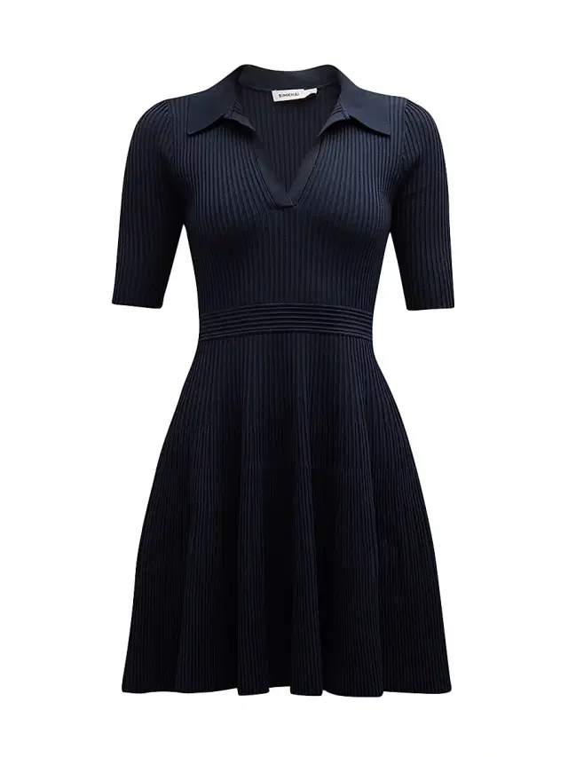 SIMKHAI Women's Patricia Ribbed Polo Minidress - Blue