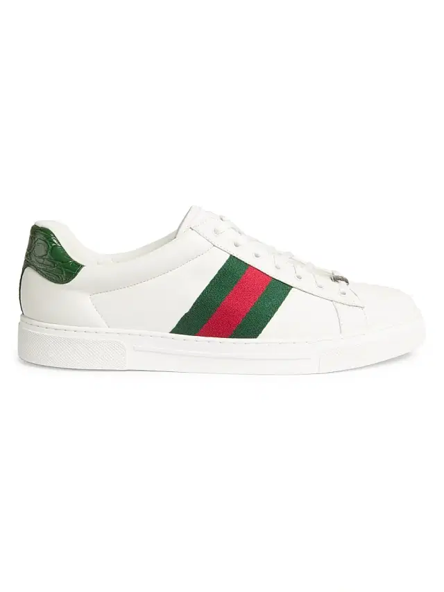 Men's Ace Leather Web Low-Top Sneakers - Green Multi