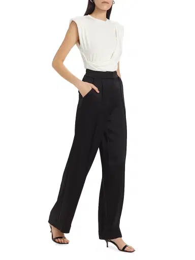 Simkhai Women's Kyra Wide-Leg Satin Pants - Black - Size 0 | Thumbnail 2 Simkhai Women's Kyra Wide-Leg Satin Pants - Black - Size 0 | Thumbnail 2