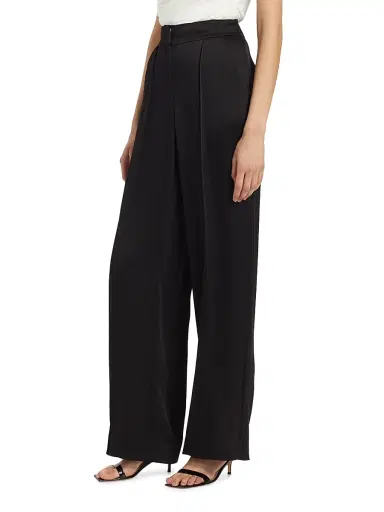 Simkhai Women's Kyra Wide-Leg Satin Pants - Black - Size 0 | Thumbnail 4 Simkhai Women's Kyra Wide-Leg Satin Pants - Black - Size 0 | Thumbnail 4