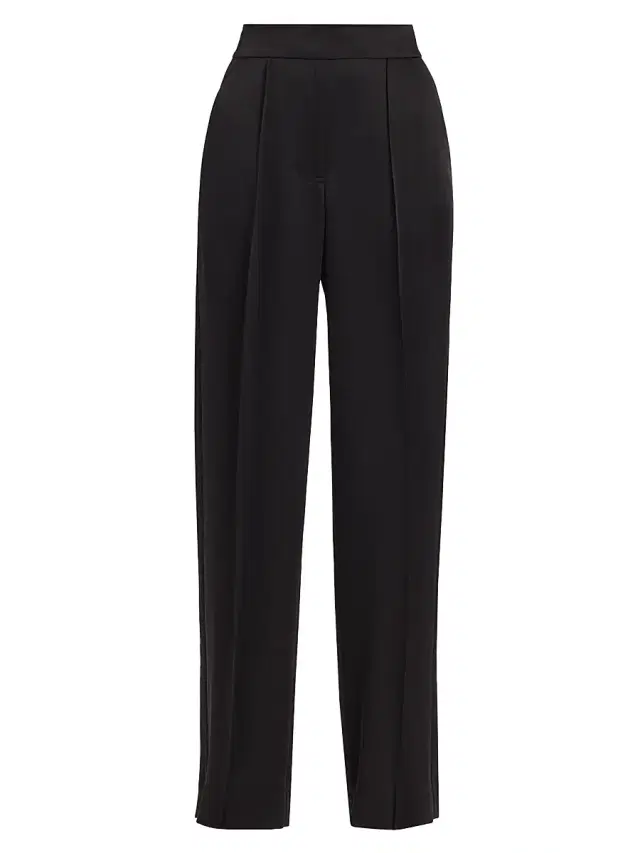 SIMKHAI Women's Kyra Wide-Leg Satin Pants - Black