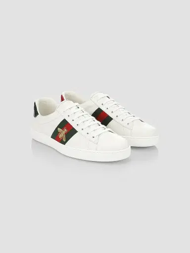Gucci Men's New Ace Bee Embroidered Sneakers - White - Size 14 | Thumbnail 2