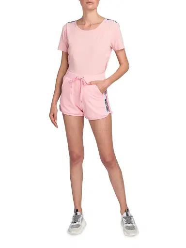 MOSCHINO Women's Stretch-Cotton Track Shorts - Pink - Size Medium | Thumbnail 2 MOSCHINO Women's Stretch-Cotton Track Shorts - Pink - Size Medium | Thumbnail 2