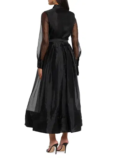 Simkhai Women's Montgomery Organza Button-Front Gown - Black - Size 0 | Thumbnail 4