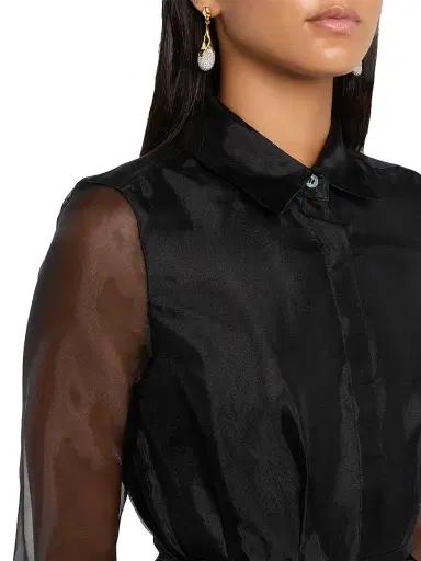 Simkhai Women's Montgomery Organza Button-Front Gown - Black - Size 0 | Thumbnail 5