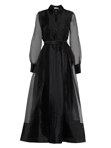 Simkhai Women's Montgomery Organza Button-Front Gown - Black - Size 0 | Thumbnail 1