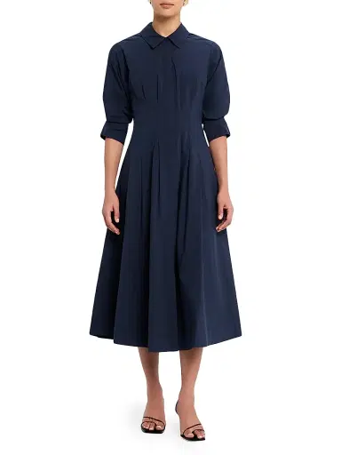Simkhai Women's Jazz Core Cotton Poplin Pintuck Midi-Dress - Dark Blue - Size XS | Thumbnail 2 Simkhai Women's Jazz Core Cotton Poplin Pintuck Midi-Dress - Dark Blue - Size XS | Thumbnail 2