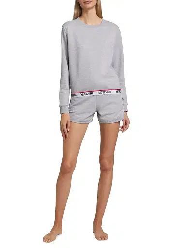 MOSCHINO Women's Core Logo-Hem Crewneck Sweatshirt - Grey - Size Small | Thumbnail 2