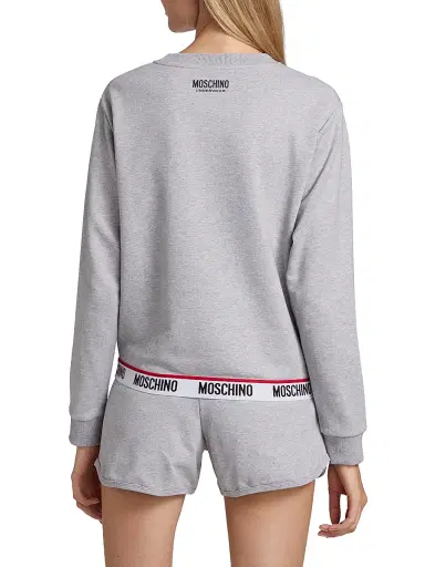 MOSCHINO Women's Core Logo-Hem Crewneck Sweatshirt - Grey - Size Small | Thumbnail 5