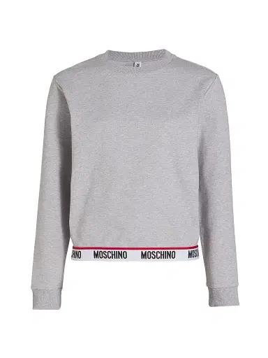 MOSCHINO Women's Core Logo-Hem Crewneck Sweatshirt - Grey - Size Small | Thumbnail 1