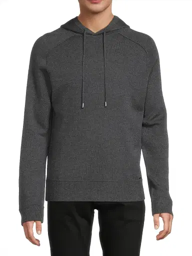 SIMKHAI Men's Eric Wool Hoodie - Charcoal Melange | Thumbnail 3 SIMKHAI Men's Eric Wool Hoodie - Charcoal Melange | Thumbnail 3