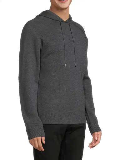 SIMKHAI Men's Eric Wool Hoodie - Charcoal Melange | Thumbnail 4 SIMKHAI Men's Eric Wool Hoodie - Charcoal Melange | Thumbnail 4