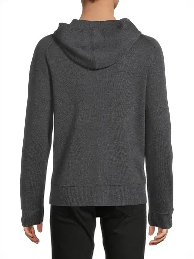 SIMKHAI Men's Eric Wool Hoodie - Charcoal Melange | Thumbnail 5 SIMKHAI Men's Eric Wool Hoodie - Charcoal Melange | Thumbnail 5