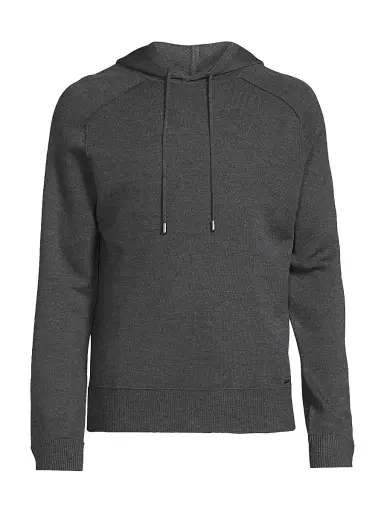 SIMKHAI Men's Eric Wool Hoodie - Charcoal Melange | Thumbnail 1 SIMKHAI Men's Eric Wool Hoodie - Charcoal Melange | Thumbnail 1