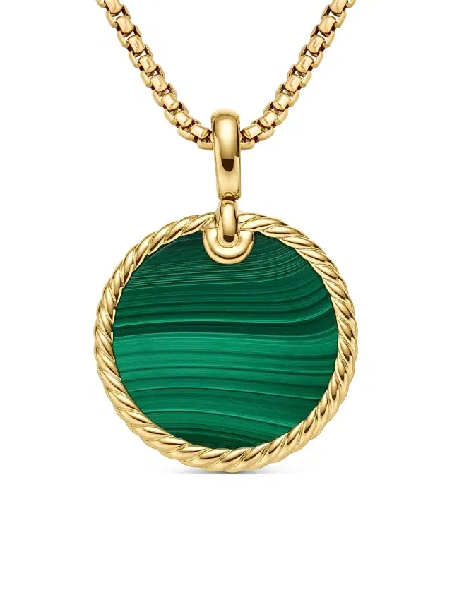 Women's DY Elements Disc Pendant in 18K Yellow Gold - Malachite