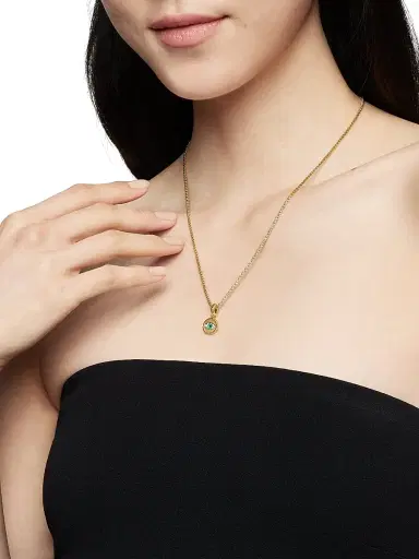 David Yurman Women's Evil Eye Amulet in 18K Yellow Gold - Emerald | Thumbnail 2