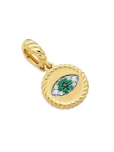David Yurman Women's Evil Eye Amulet in 18K Yellow Gold - Emerald | Thumbnail 3