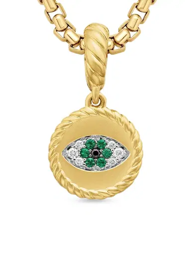 David Yurman Women's Evil Eye Amulet in 18K Yellow Gold - Emerald | Thumbnail 5