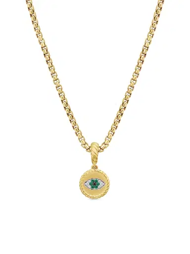David Yurman Women's Evil Eye Amulet in 18K Yellow Gold - Emerald | Thumbnail 1