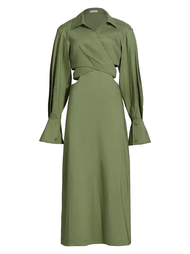 SIMKHAI Women's Giulia Linen-Blend Wrap Maxi Dress - Verde