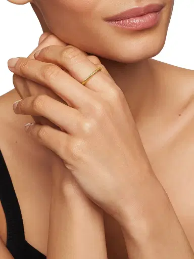 David Yurman Women's Cable Collectibles Stack Ring in 18K Yellow Gold, 2mm - Yellow Gold | Thumbnail 2 David Yurman Women's Cable Collectibles Stack Ring in 18K Yellow Gold, 2mm - Yellow Gold | Thumbnail 2
