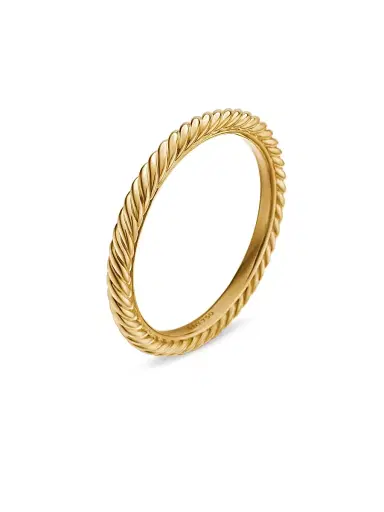 David Yurman Women's Cable Collectibles Stack Ring in 18K Yellow Gold, 2mm - Yellow Gold | Thumbnail 4 David Yurman Women's Cable Collectibles Stack Ring in 18K Yellow Gold, 2mm - Yellow Gold | Thumbnail 4