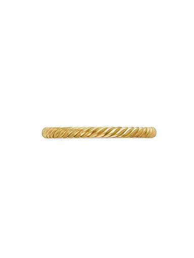 David Yurman Women's Cable Collectibles Stack Ring in 18K Yellow Gold, 2mm - Yellow Gold | Thumbnail 5 David Yurman Women's Cable Collectibles Stack Ring in 18K Yellow Gold, 2mm - Yellow Gold | Thumbnail 5