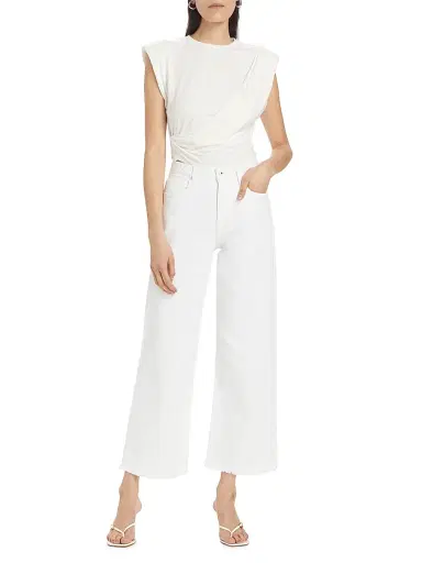 Simkhai Women's Jude Wide-Leg Crop Jeans - Distressed White - Size 30 | Thumbnail 2