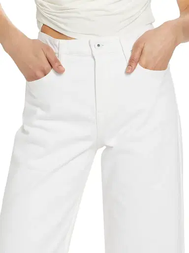 Simkhai Women's Jude Wide-Leg Crop Jeans - Distressed White - Size 30 | Thumbnail 6