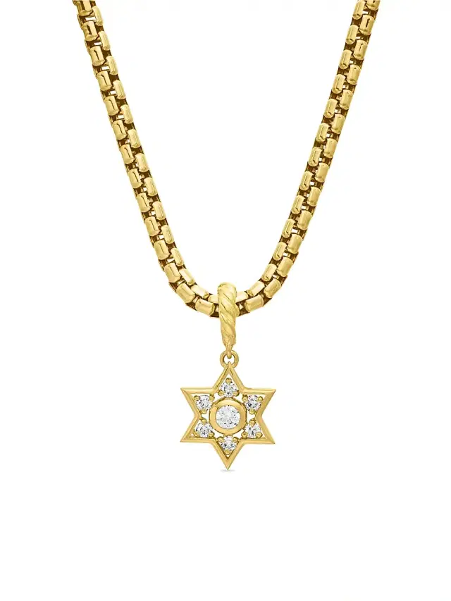 Women's Star Of David Pendant In 18K Yellow Gold With Diamonds - Diamond