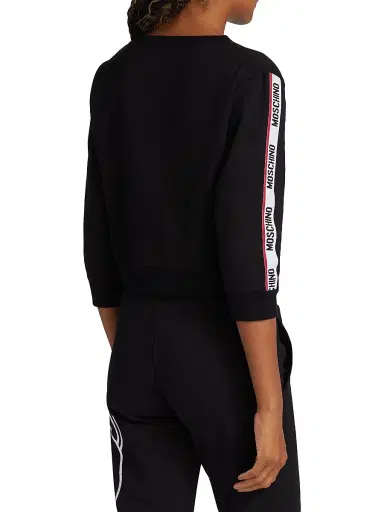 MOSCHINO Women's Core Stretch Cotton Crop Sweatshirt - Black - Size Large | Thumbnail 5