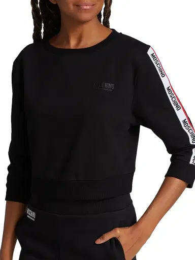 MOSCHINO Women's Core Stretch Cotton Crop Sweatshirt - Black - Size Large | Thumbnail 6