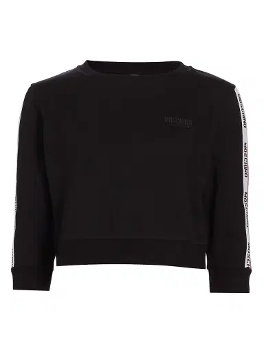 MOSCHINO Women's Core Stretch Cotton Crop Sweatshirt - Black - Size Large | Thumbnail 1