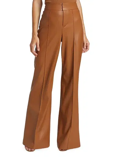 ALICE + OLIVIA Women's Dylan Wide-Leg Vegan Leather Pants - Camel | Thumbnail 3 ALICE + OLIVIA Women's Dylan Wide-Leg Vegan Leather Pants - Camel | Thumbnail 3